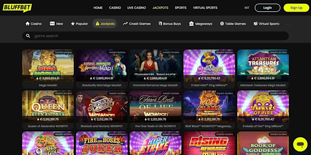 Bluffbet jackpot casino games