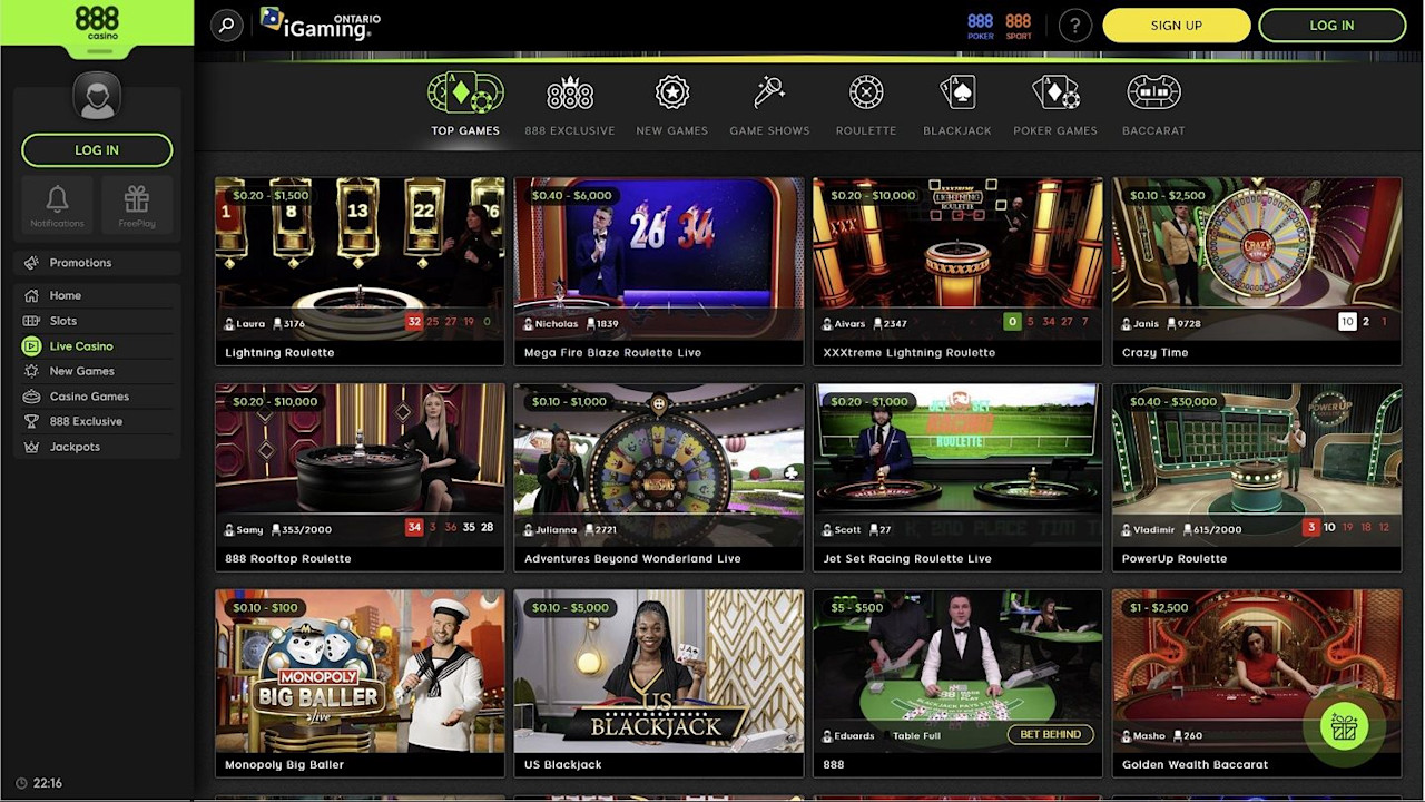 888 Casino Ontario - Live Dealer Games