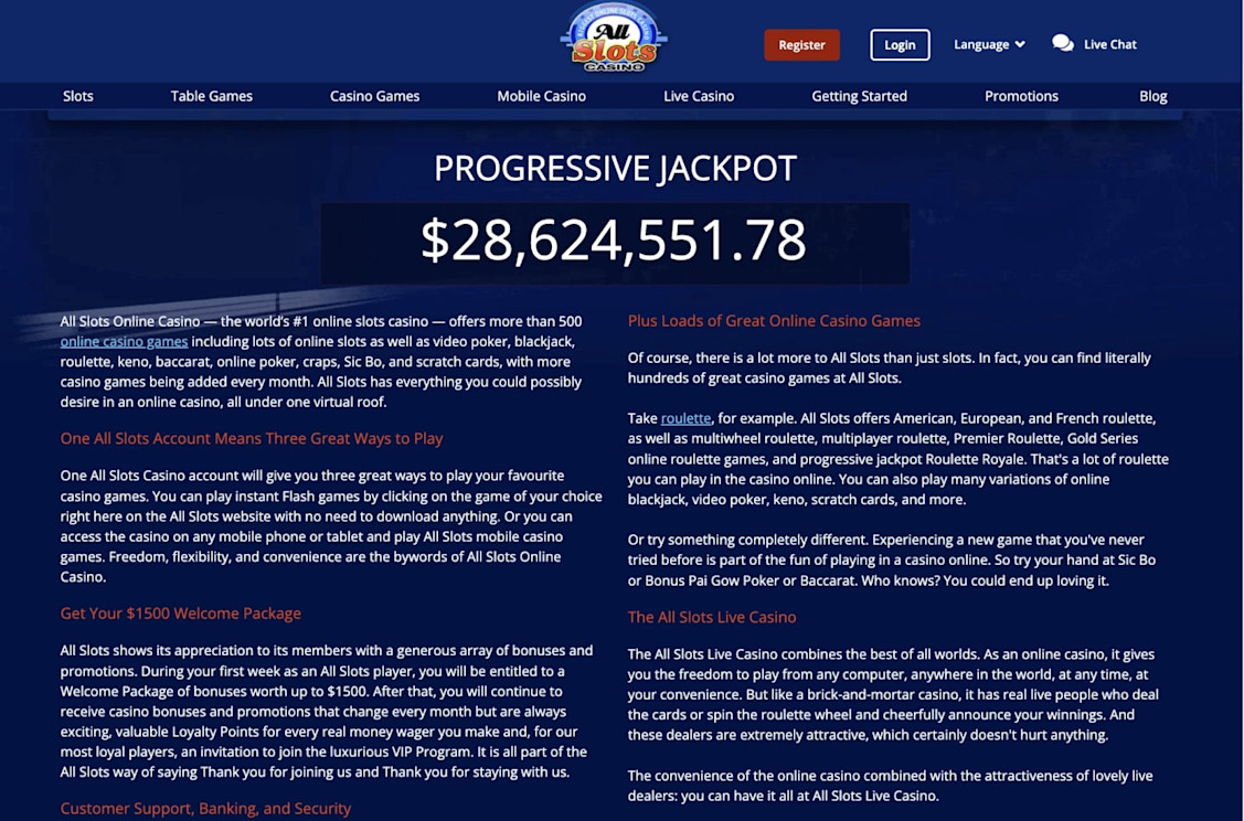 All Slots Casino Progressive Jackpot