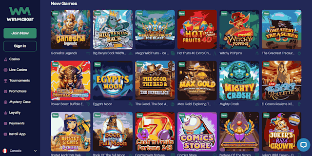 A selection of the new games available on Winmaker