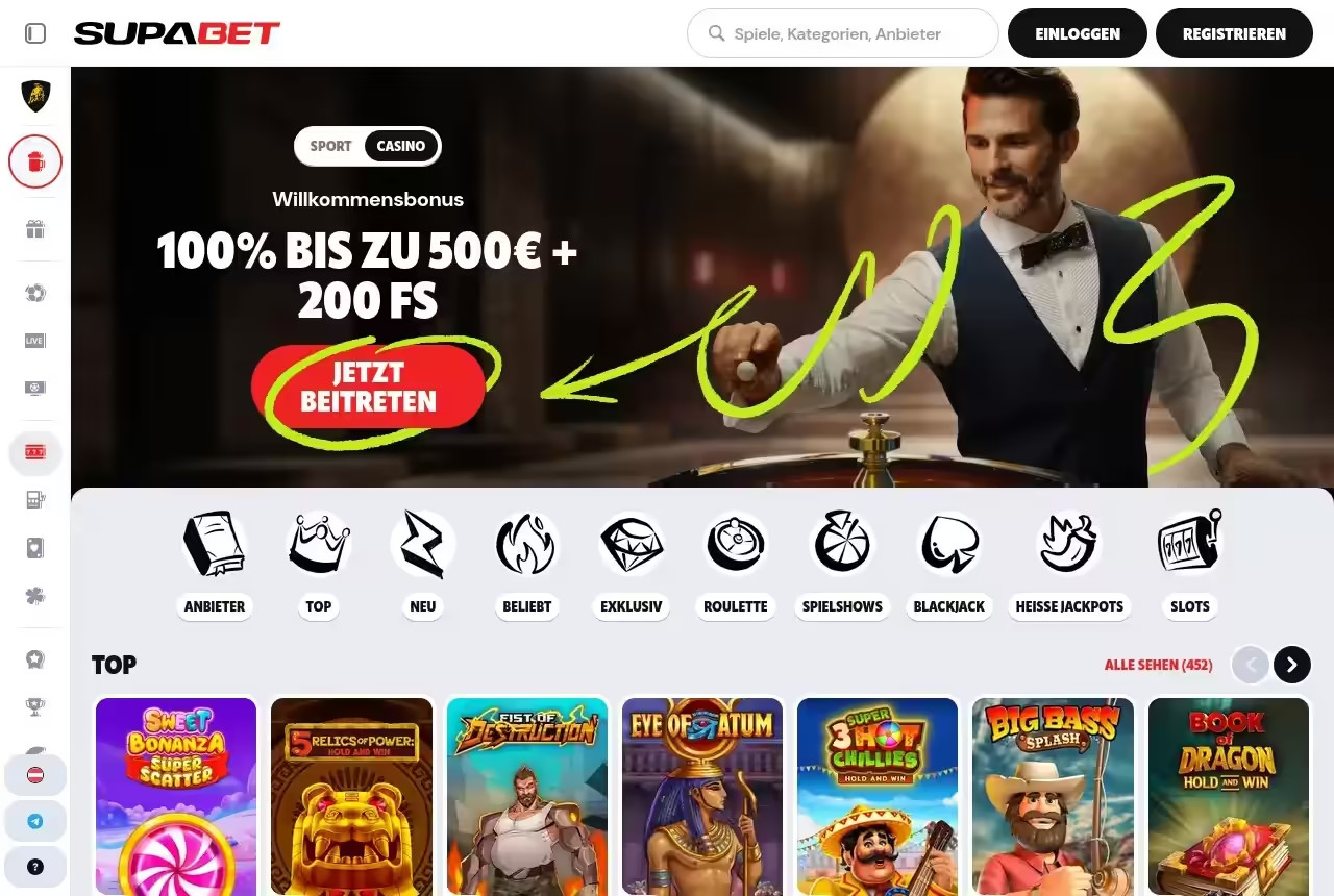 Landing page with welcome bonus