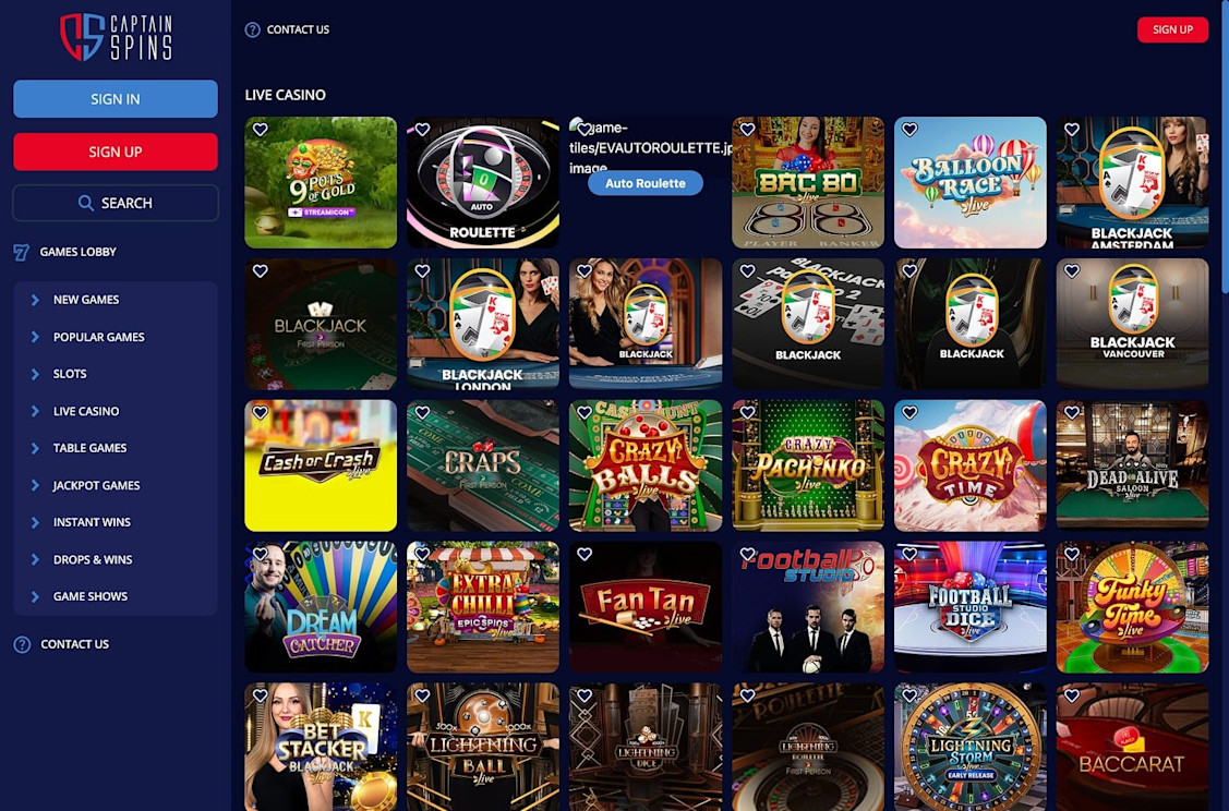 Captain Spins casino screenshot 4