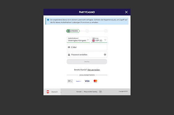 Registration page