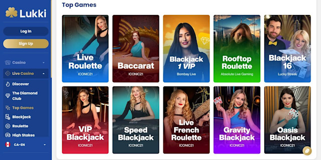 The showcase of live casino games at Lukki
