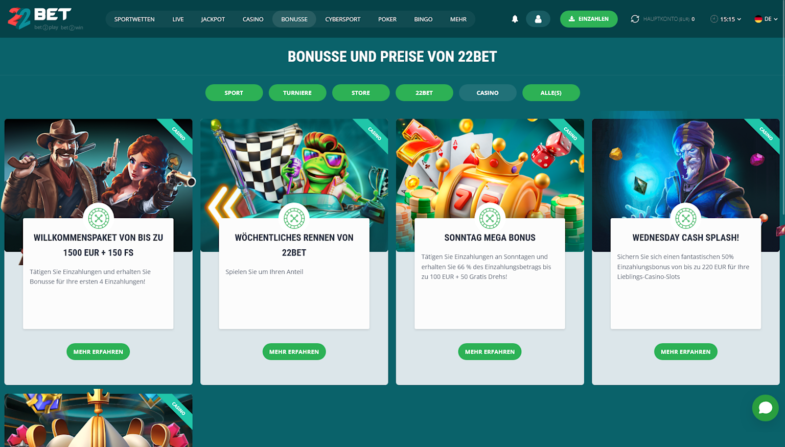 Bonusangebot von 22bet