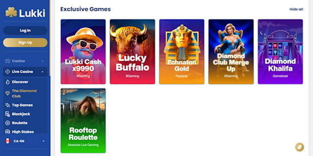 Lukki Casinos exclusive games