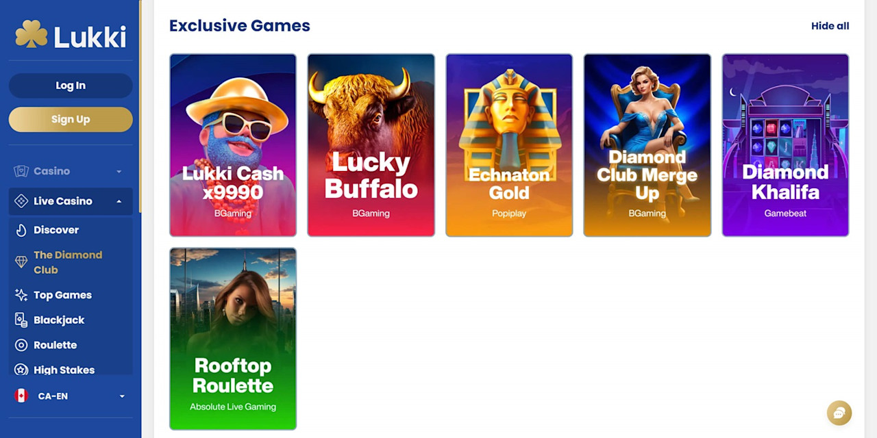 Lukki Casinos exclusive games