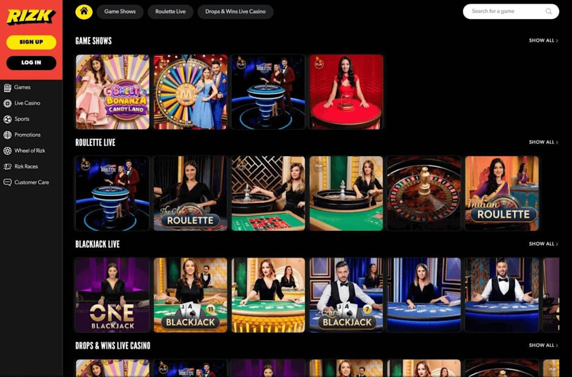 Rizk Casino Live Games