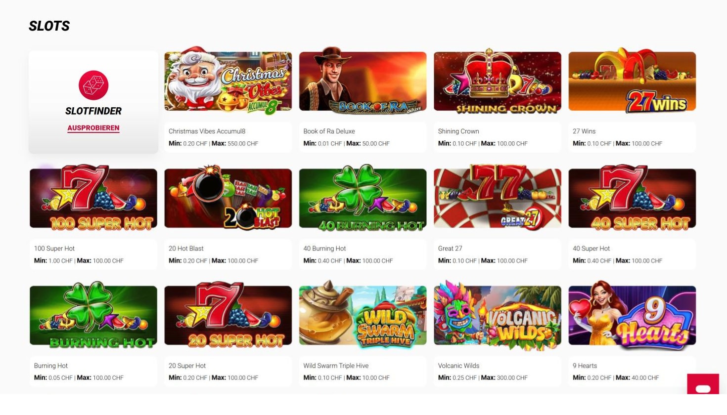 Slots im Jackpots.ch Casino