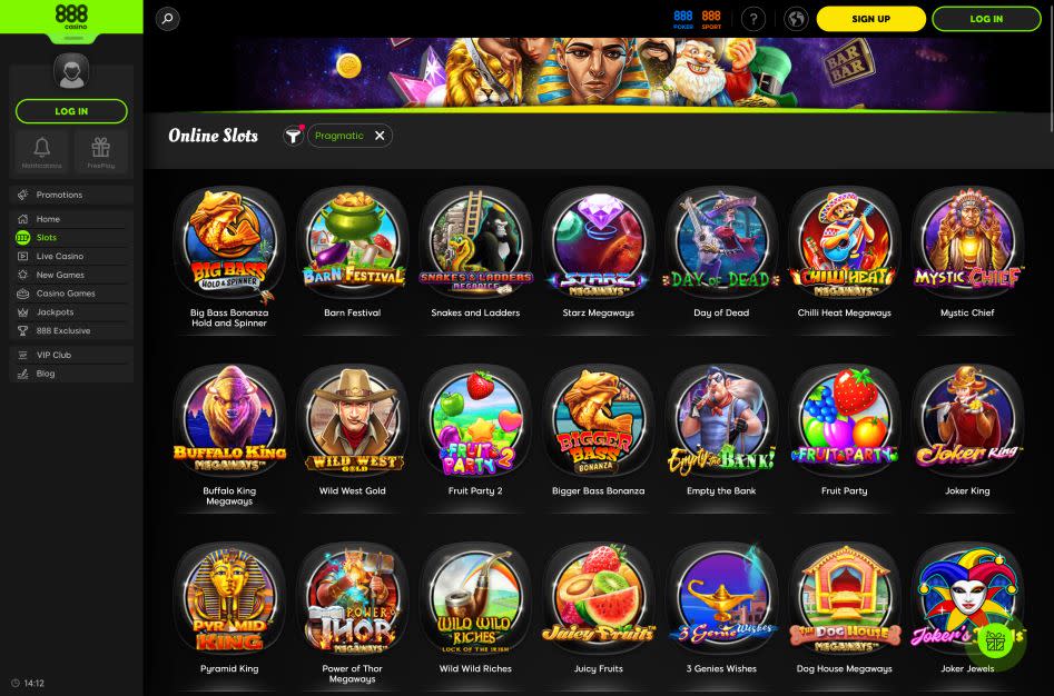 Pragmatic Play online casino games at 888 Casino