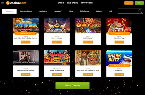 Casino.com top games