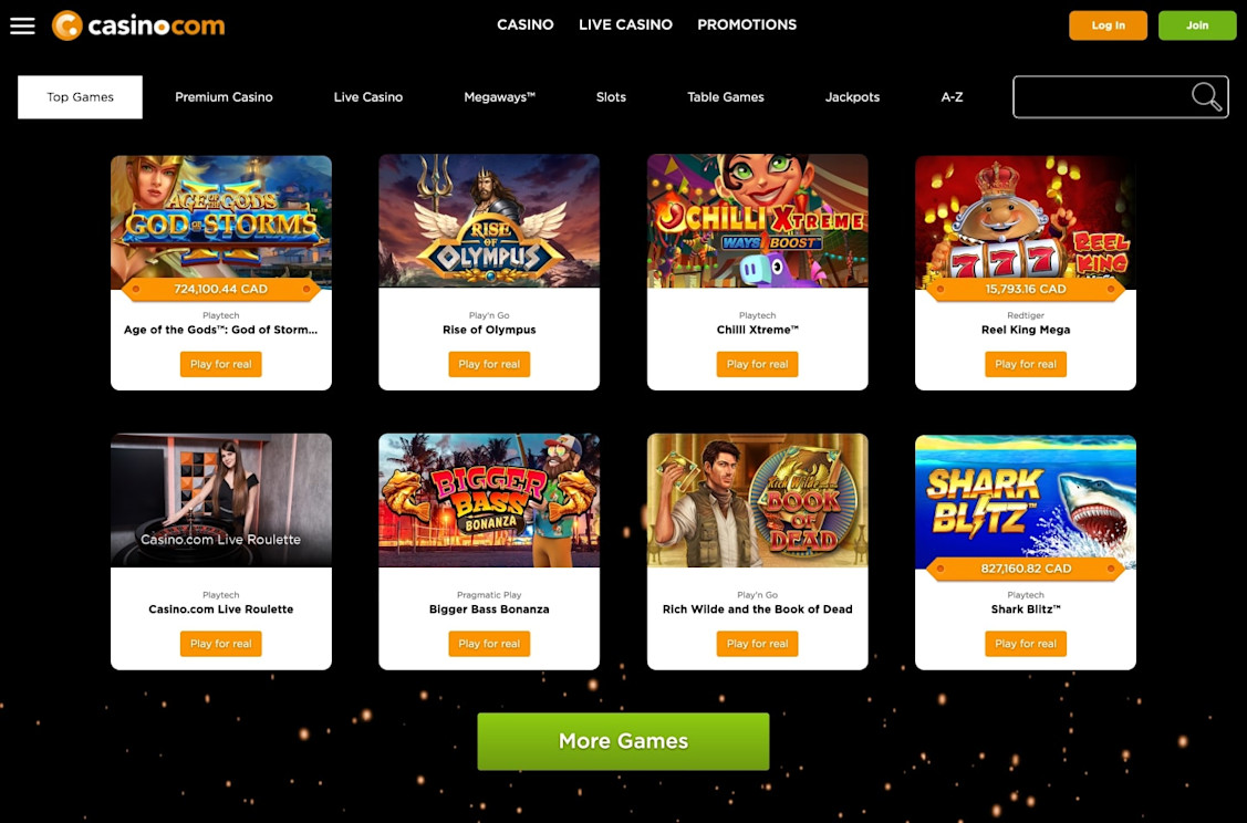 Casino.com top games