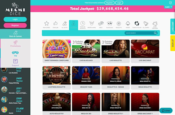 Miami Dice live dealer games
