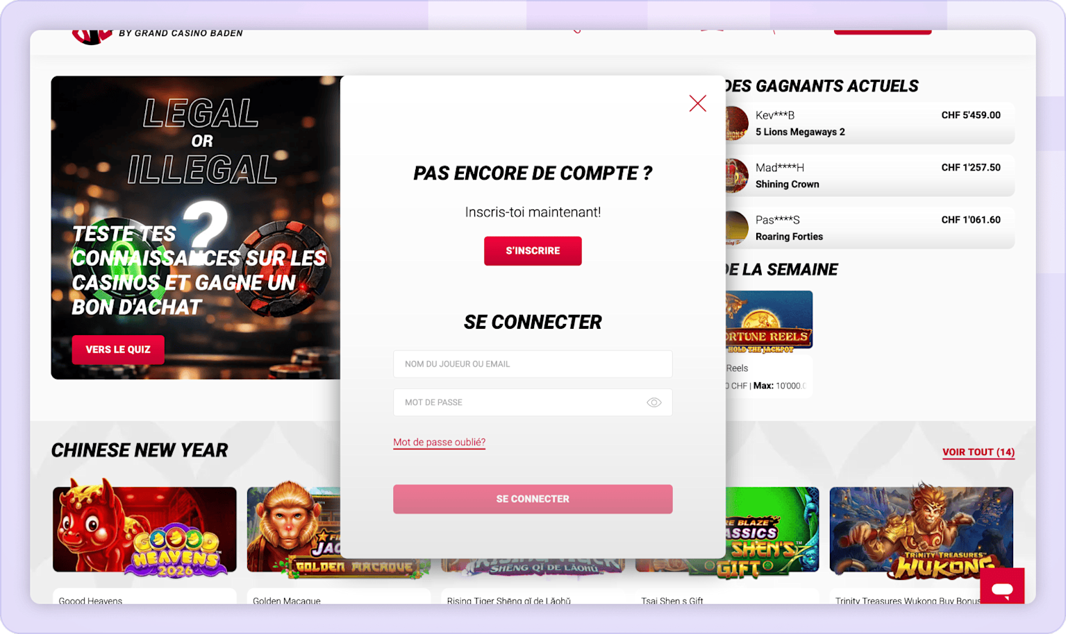 Étape deux pour ouvrir un compte sur Jackpots.ch