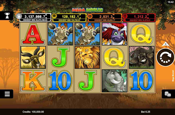 Mega Moolah screen 2