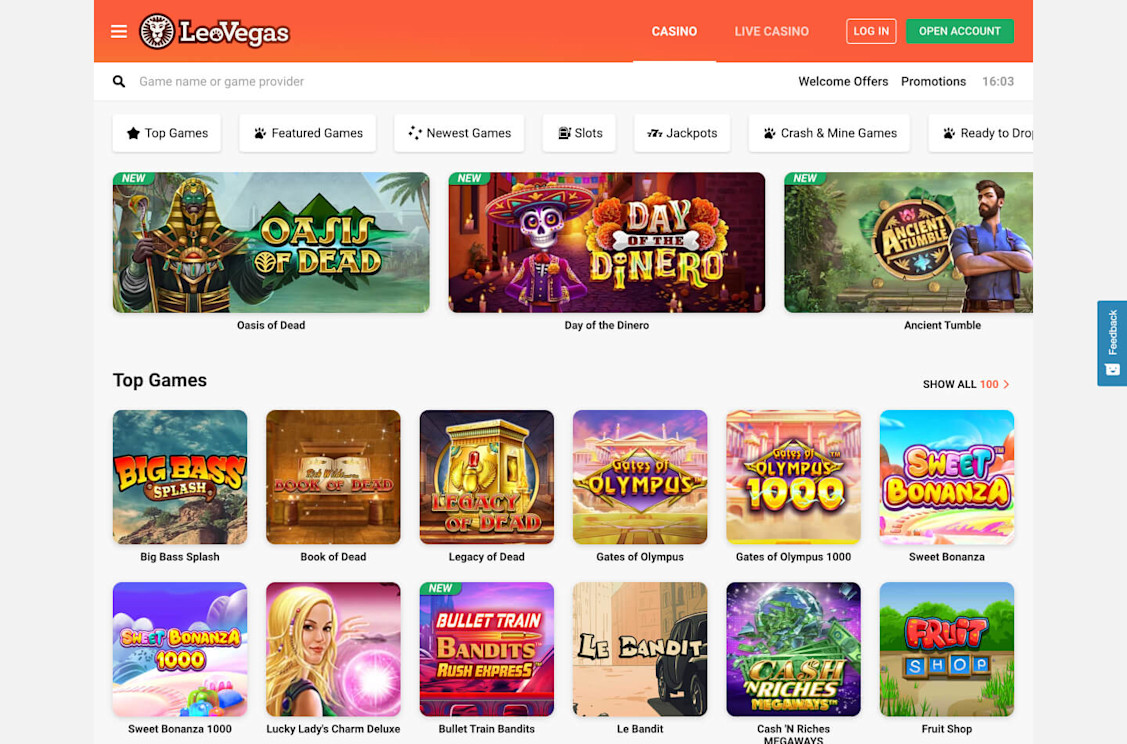 LeoVegas Screenshot 1