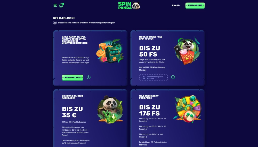 Bonusangebote im SpinPanda Casino
