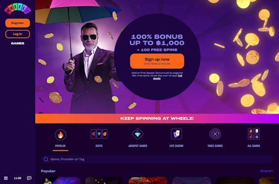 Wheelz casino screenshot 1