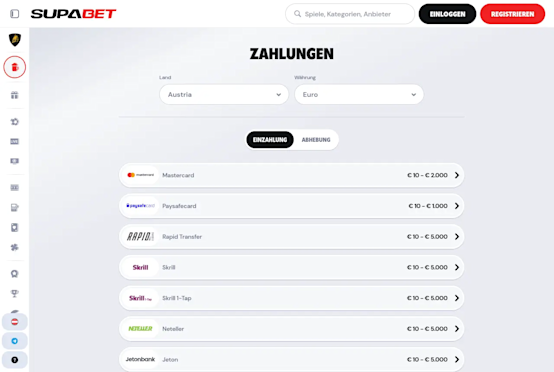 Overview of payment methods