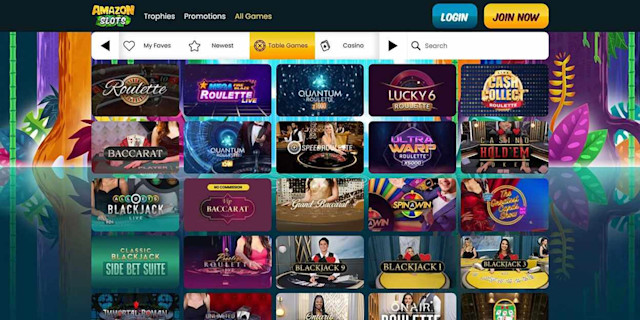 A selection of live dealer games at Amazon Slots
