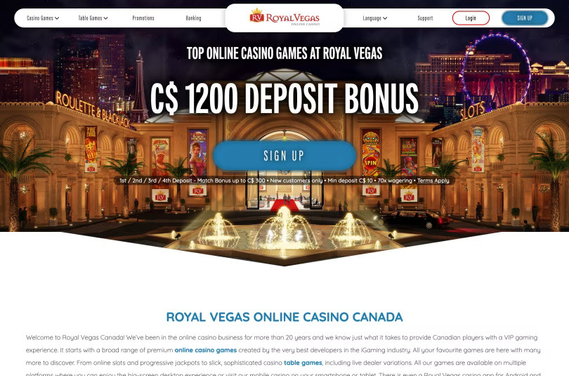 Royal Vegas Review Homepage