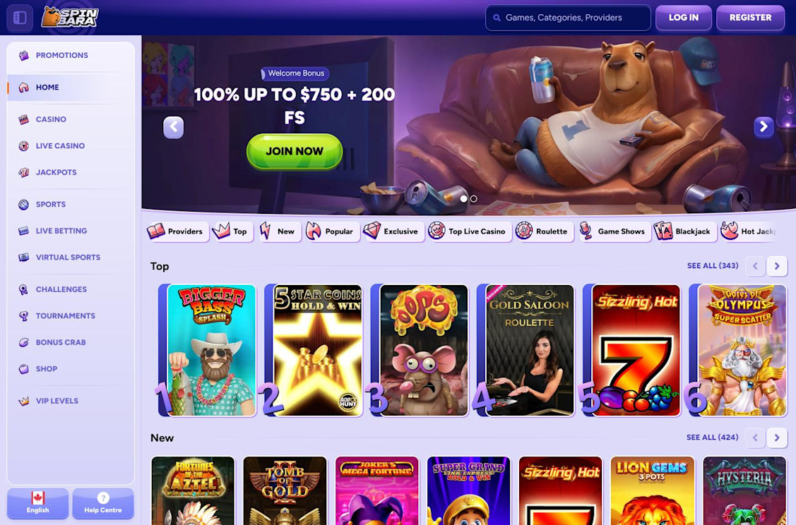 Spinbara Casino sreenshot 1
