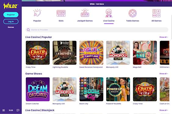 Wildz Casino Screenshot 1