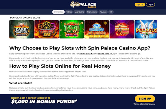 Spin Palace Pennsylvania screenshot 2