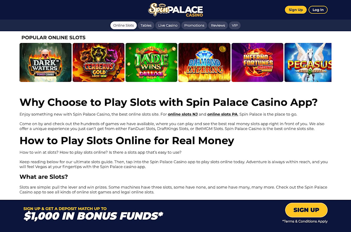 Spin Palace Pennsylvania screenshot 2