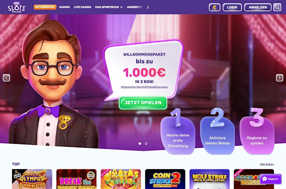 Landing page with welcome bonus