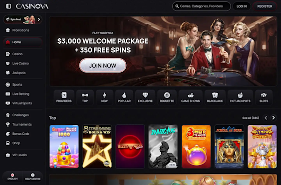 Casinova casino screenshot 1