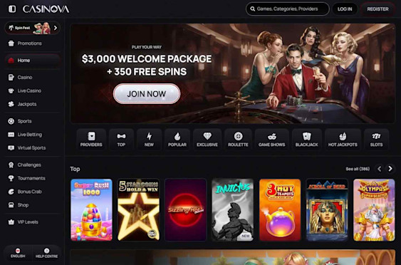 Casinova casino screenshot 1