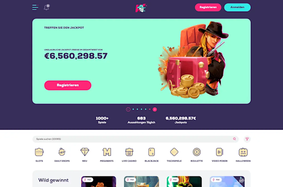 Landing page with welcome bonus