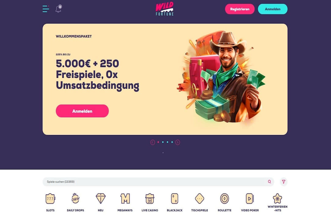 Landing page with welcome bonus