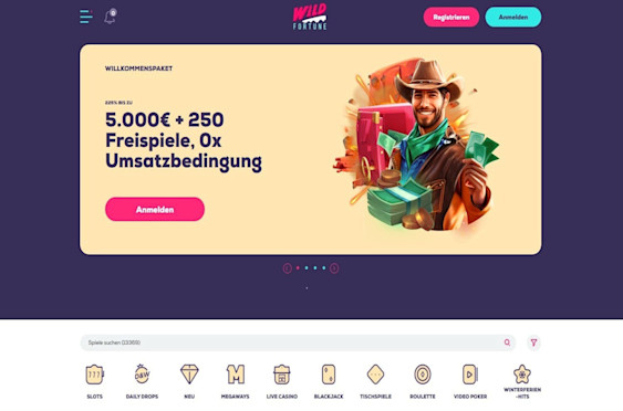 Landing page with welcome bonus