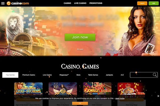 Casino.com homepage