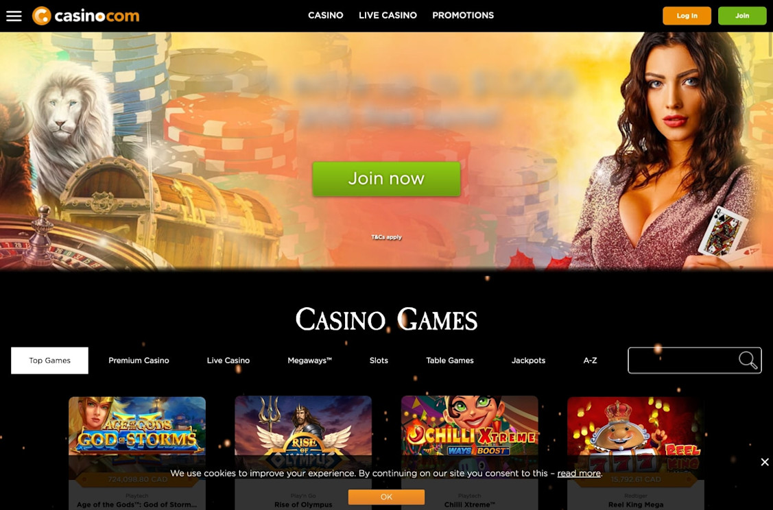 Casino.com homepage