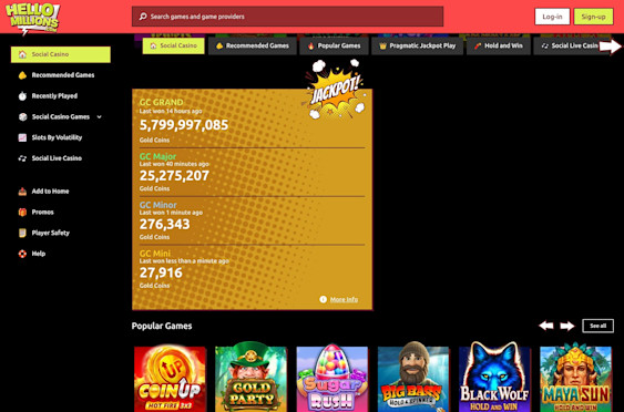 Hello Millions casino screenshot 2