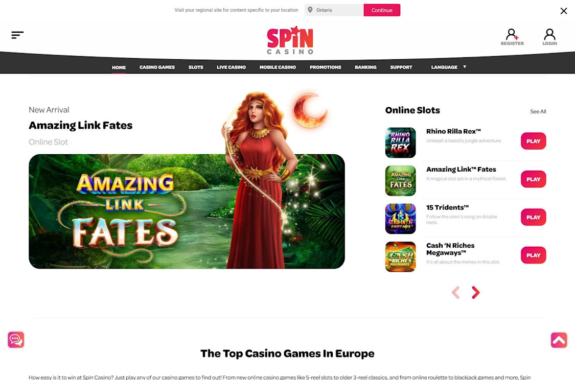 The latest slot games at Spin Casino Ontario