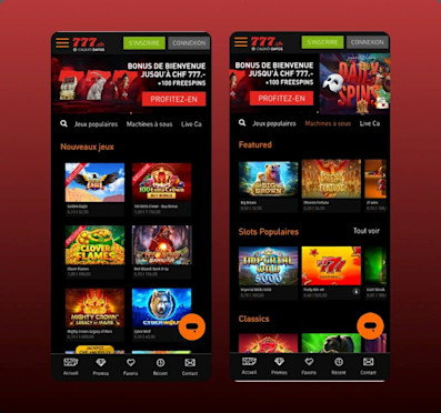 Lobby de jeux du site de Casino777