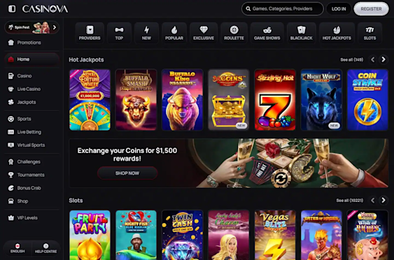 Casinova casino screenshot 2