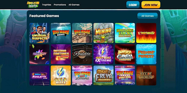 The featured slots games at Amazon Slots