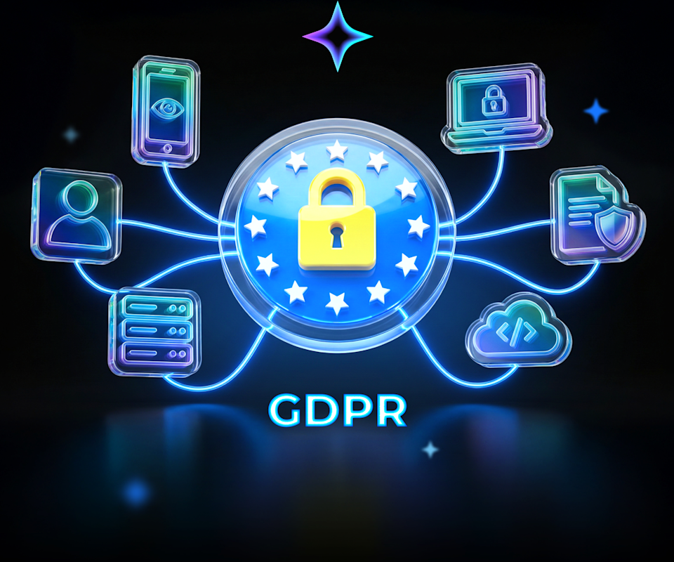 Parcel Perform's Hero Image showing the multi-facets of GDPR compliance.
