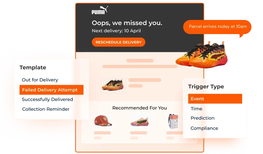 Personalized branded tracking page for Parcel Perform Customer PUMA