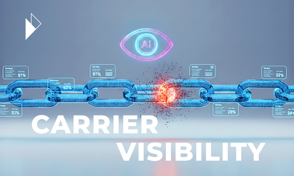 Accessible Image Meta Description and Summary
An AI eye icon monitors a supply chain, depicted as a blue chain. One link shatters in red, symbolizing a carrier failure, as performance data like "On time 22%" appears. This illustrates the article's core theme: AI has real-time visibility into carrier performance, and a single failure is visible and damages brand trust.
Article Summary: In the era of AI Commerce, AI shopping agents rank brands using verifiable performance data ("Trust Signals"). The article explains how a carrier failure is now seen as a brand failure, damaging algorithmic rankings. It outlines the solution: a real-time, AI-driven carrier scorecard to proactively monitor performance, dynamically route shipments, and protect brand reputation and revenue.