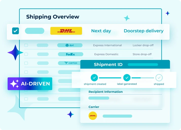 Parcel Perform's shipping overview which shows AI-driven multi-carrier shipment tracking