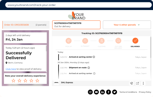 With a branded tracking widget, customers can track their parcels in real-time.