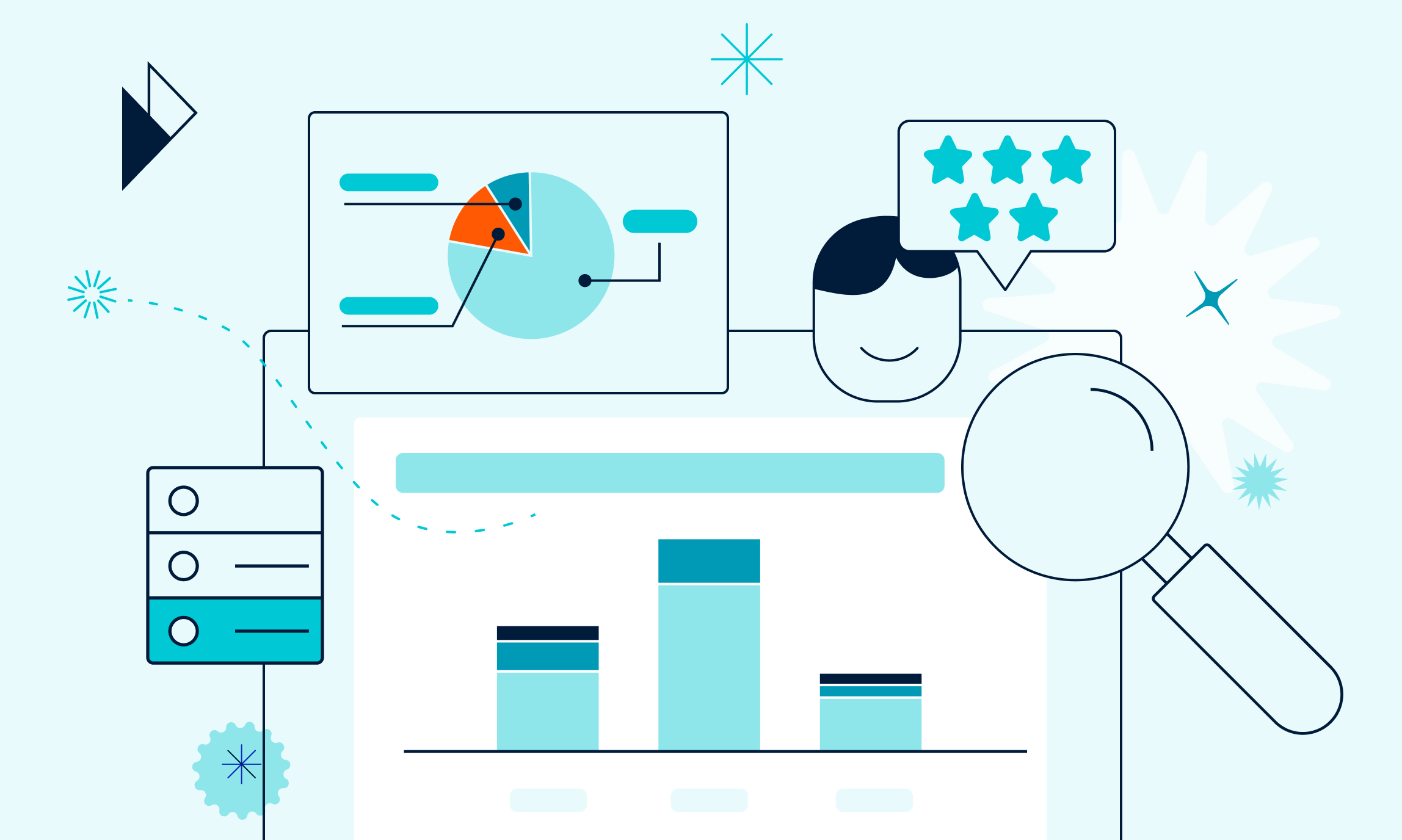 This image illustrates the key themes of the article "Avoiding Peak Season Pitfalls: A Data-Driven Guide to Post-Purchase Excellence" by depicting the power of data-driven insights for optimizing the post-purchase experience.  It features a magnifying glass hovering over a collection of colorful pie charts and bar graphs, symbolizing the importance of data analysis in understanding and improving delivery performance. A server icon represents the secure storage and processing of this valuable data, while a smiling person icon with a 5-star rating emphasizes the ultimate goal:  achieving customer satisfaction and brand loyalty. The image also includes icons representing key elements of the post-purchase journey, such as delivery trucks, packages, and tracking information, alluding to the need for efficient shipping, proactive communication, and streamlined returns management. This visual effectively captures the essence of the article, which provides a comprehensive guide for e-commerce businesses to navigate the challenges of peak seasons by leveraging data-driven solutions like Parcel Perform. 

The article itself delves into common peak season pitfalls, such as longer delivery times, increased customer inquiries, and heightened expectations. It offers practical strategies to overcome these challenges, including optimizing carrier selection, providing proactive communication, and empowering customers with detailed tracking information. By implementing these data-driven approaches, businesses can not only avoid potential pitfalls but also turn them into opportunities to strengthen customer relationships and build brand loyalty.  Keywords: peak season, post-purchase experience, data-driven, customer satisfaction, brand loyalty, shipping, delivery, tracking, returns management, e-commerce, Parcel Perform.