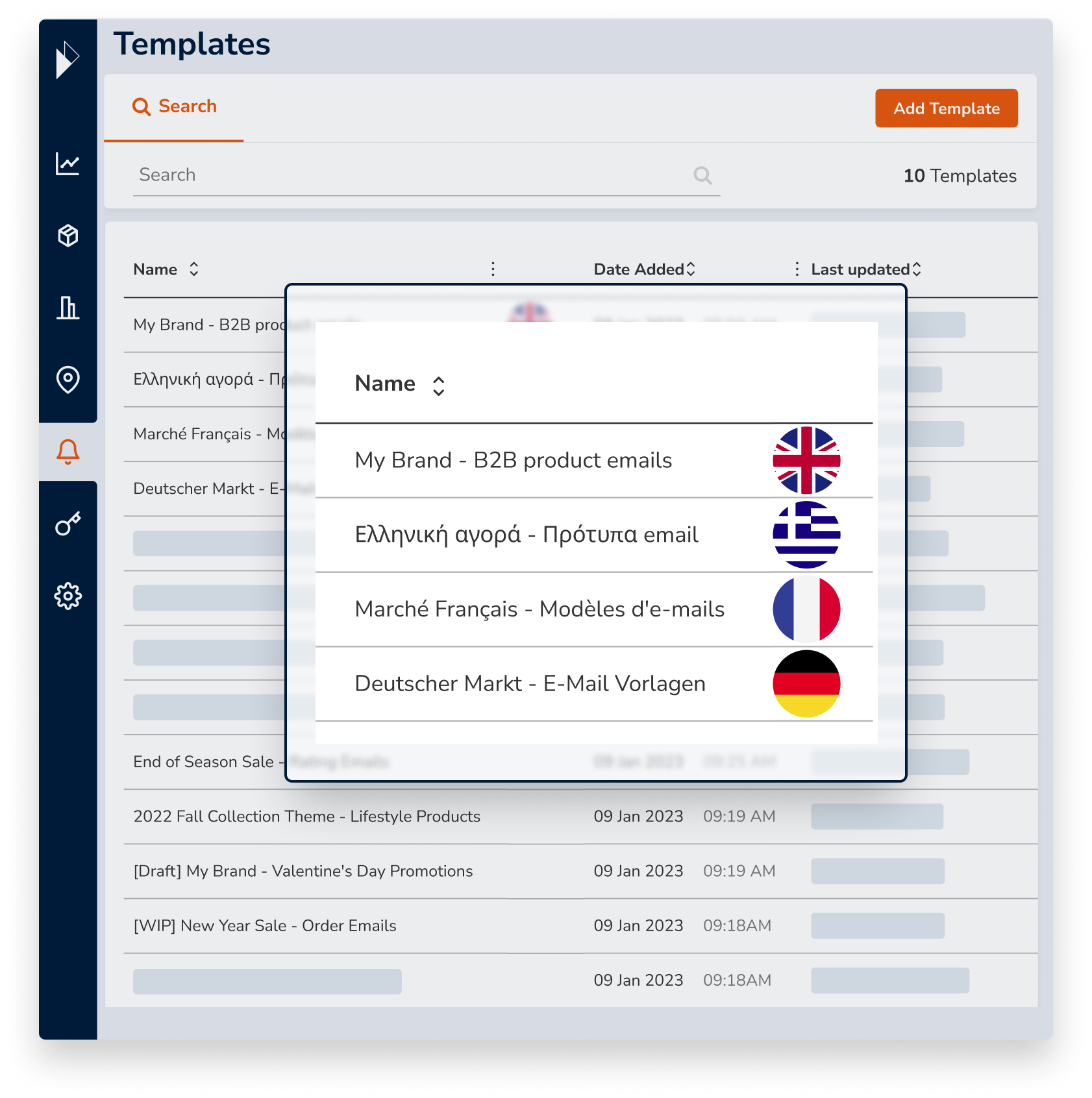 The Parcel Perform Notifications Centre lets you create unlimited email templates with various season and language customization options.