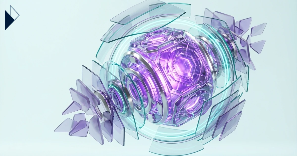 Abstract representation of AI commerce visibility connecting e-commerce logistics data to AI shopping agents.